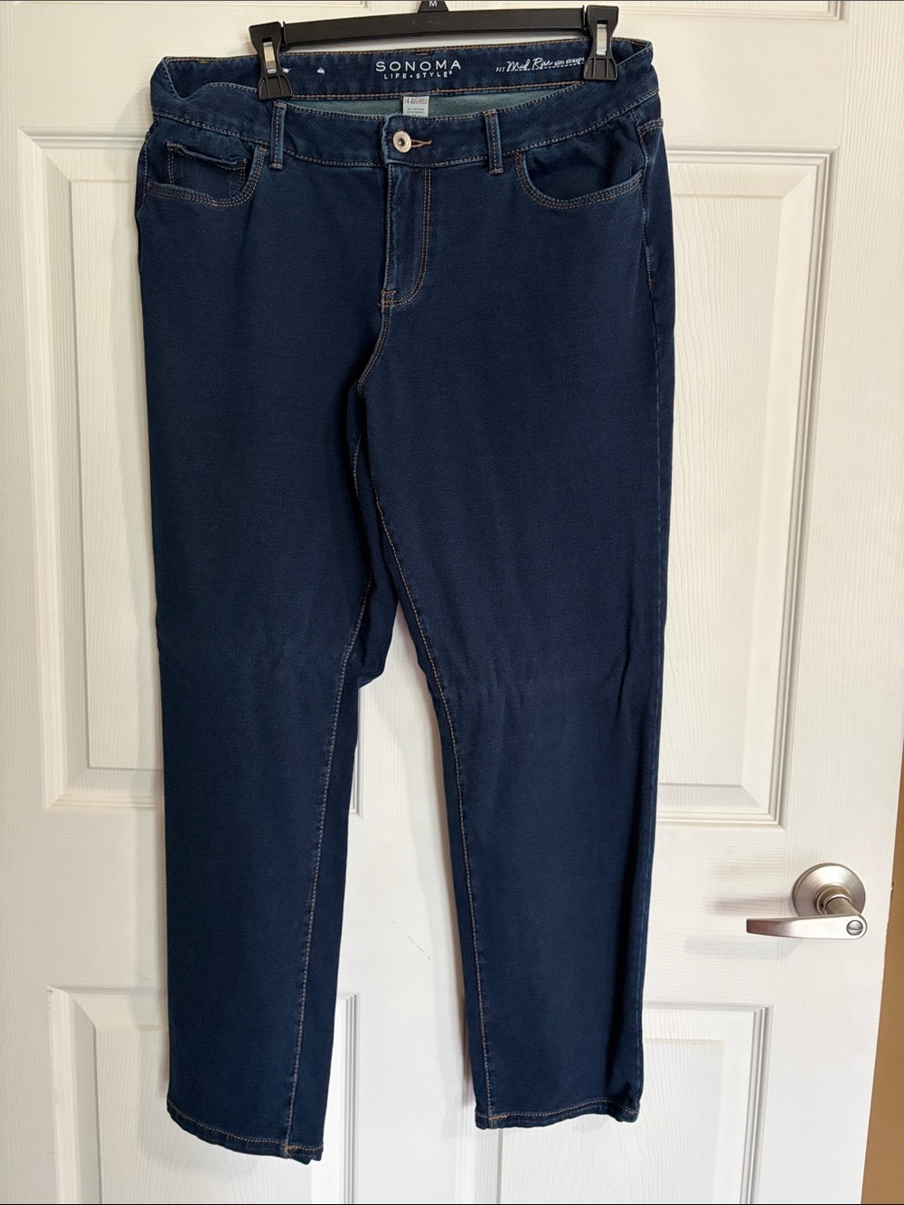 Sonoma Women’s Dark Denim Mid Rise Slim Straight Jeans